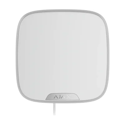 AJAX FIBRA StreetSiren DD WH SUPERIOR - Sirena cu fir cu încuietoare tip clip pentru o placă frontală de marcă. Proiectată pentru utilizare în exterior si interior, alba