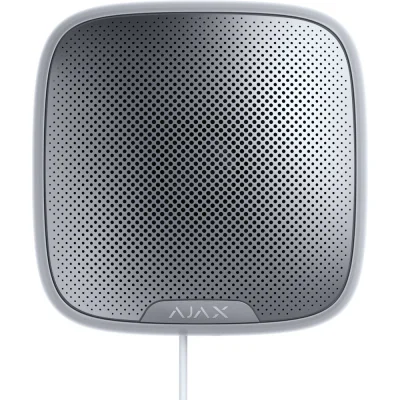 AJAX FIBRA StreetSiren WH SUPERIOR - Sirena exterioara cu fir, adresabila de la 85 la 113 dB la 1 m, cu notificare LED si protectie încorporata impotriva manipularii acceleromet