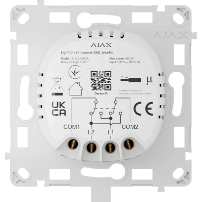Ajax LightCore (Crossover) - Bază comutator - alternativă pentru comutatoarele inteligente Ajax LightSwitch. Compatibil cu centralele de alarmă Hub Plus, Hub 2, Hub 2 Pl