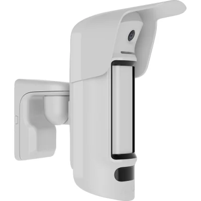 AJAX MotionCamera Outdoor HighMount (PhOD) WH - Detector de miscare wireless cu 2 senzori PIR, rază de actiune de 15m la 90° si cameră de verificare video încorporată pentru instalare în e