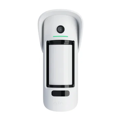 AJAX MotionCamera Outdoor WH - Detector de miscare PIR wireless cu rază de actiune de 15m la 85° si cameră de verificare video încorporată pentru instalare în exterior. Re