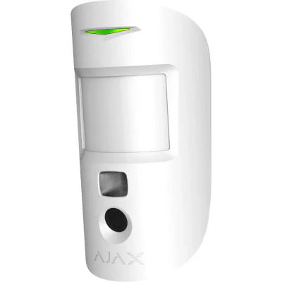 Ajax MotionCamera (PhOD) WH - Detector PIR cam wireless cu functia de fotografie la cerere, rezolutie maximă 640 x 480, imunitate la animale de companie până la 20 kg / 5