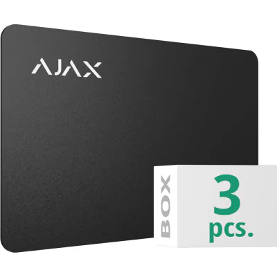 Ajax Pass black (3pcs) - Carduri AJAX RFID, functioneaza cu tastatusa Ajax KeypadPlus. Tehnologia Mifare DESIFire, criptare AES128 biti. Culoare neagra, ambalaj de 3