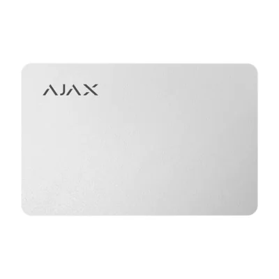 Ajax Pass white (10pcs) - Carduri AJAX RFID, functioneaza cu tastatusa Ajax KeypadPlus. Tehnologia Mifare DESIFire, criptare AES128 biti. Culoare alba, ambalaj de 10