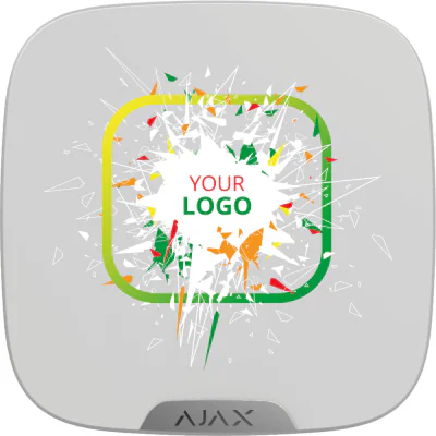 AJAX SS DD BrandPlates WH - Accesoriu pentru logo-ul sirenei de exterior fără fir StreetSiren DoubleDeck. Alb