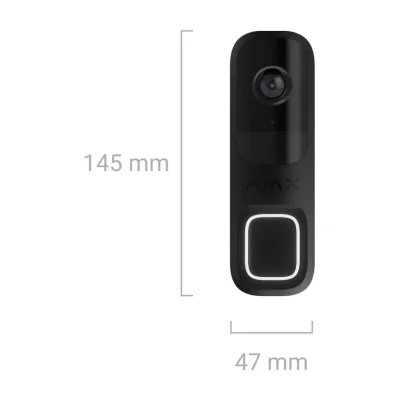 Ajax VIDEO Doorbell BLACK - Sonerie video cu inteligentă artificială încorporată, senzor PIR si control prin aplicatii. Culoare neagră