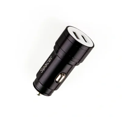 ALIMENTATOR auto SPACER Fast Charge 17W 5V/3.1A max, putere totala 17W, 2 x USB, pt. bricheta auto, black, "SPCC-DUO-02"