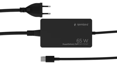 GEMBIRD PowerDelivery GaN 65W USB Type-C fast charger black