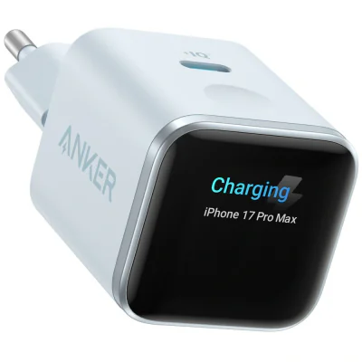 Alimentator priza Anker, Nano, 45W, fast charge, display interactiv, built-in AI chip, 1 x USB-C, albastru, "A121DG31" - 194644320867