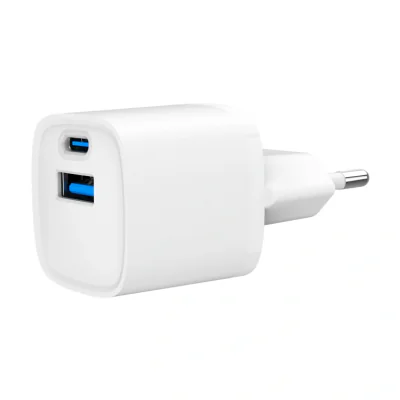 GEMBIRD 2-port 20W USB fast charger USB A + USB Type-C white