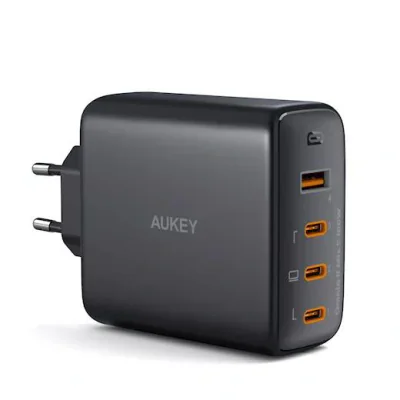 Alimentator retea Aukey, PA-B7S BK, 100W, fast charge, 3 x USB-C, 1 x USB-A, negru, "LLTSEUN1040956" - 689323785575