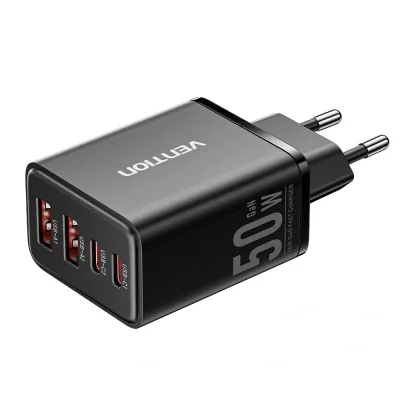Alimentator retea Vention, 50W, 2 x USB-C (30W/20W), 2 x USB-A (18W/18W), GaN, Fast Charge, negru, "FCHB0-EU" -6922794793156