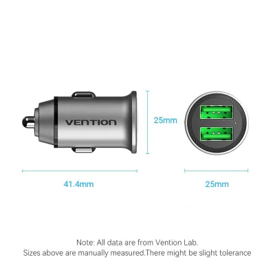 Alimentator SmartPhone Auto Vention, 18W, 2 x USB-A(M), Quick charge, gri, "FFAH0"