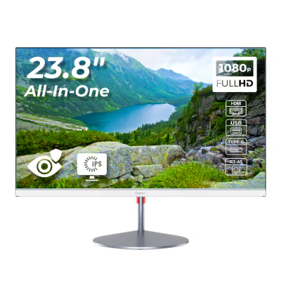 All in One OptimX Pro QD40 23.8 inch Intel Procesor N100 generatiaa 12-a up to 3.4Ghz, 8GB DDR4, 256GB SSD, Full HD (1920x1080),Wi-Fi, Bluetooth, Boxe, Slim, Alb "74693"