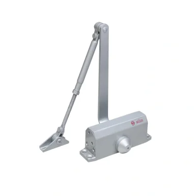 Amortizor hidraulic cu brat SA-5012AD-sv, cu blocare; Pentru: usi cu greutatea de 25-45 kg; latime usa ≤900mm; Ulei hidraulic termostabil; Viteza de inchidere reglabila; Montare universala: stanga sau dreapta; Culoare: argintiu; Deschidere usa la 135