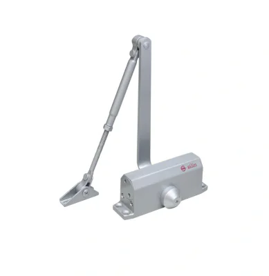 Amortizor hidraulic cu brat SA-5012AW-sv, culoare argintie; Pentru: usi cu greutatea de 25-45 kg; latime usa ≤900mm; Ulei hidraulic termostabil; Viteza de inchidere reglabila ; Montare universala: stanga sau dreapta; Culoare: argintiu; Deschidere usa