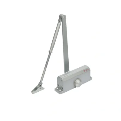 Amortizor hidraulic cu brat SA-6033AD-sv, cu blocare; Pentru: usi cu greutatea de 40-65 kg; latime usa ≤950mm; Ulei hidraulic termostabil; Viteza de inchidere reglabila; Montare universala: stanga sau dreapta; Culoare: argintiu; Deschidere usa la 180
