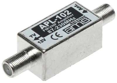 Amplificator de antenă AMS APL-102, 87-230 MHz, 1 intrare / 1 ieșire