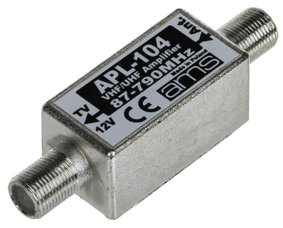 Amplificator de antenă AMS APL-104, 87-790 MHz, 1 intrare / 1 ieșire