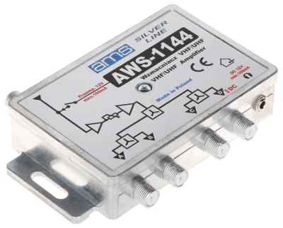 Amplificator de antenă AMS AWS-1144, 87-790 MHz, 1 intrare / 4 ieșiri