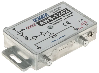 Amplificator de antenă AMS AWS-1242, 87-790 MHz, 1 intrare / 2 ieșiri