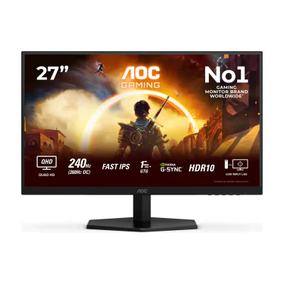 AOC G4 Q27G42ZE, 68.6 cm (27"), 2560 x 1440 pixels, Quad HD, LCD, 1 ms, Black, Red