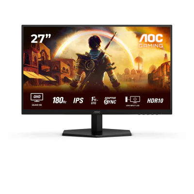 Monitor AOC 27" Q27G42XE, Diagonal (inch): 27, Diagonal (cm): 69, Aspect ratio: 16:9, Panel: Fast IPS, Resolution: 2560x1440, Refresh Rate: 180Hz, Response time GtG: 1ms, Response time MPRT: 0.5ms, Brightness (max): 300 cd/m², Contrast (static) : 100