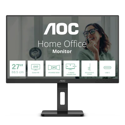 AOC Q27P3CV, 68.6 cm (27"), 2560 x 1440 pixels, Quad HD, LED, 4 ms, Black