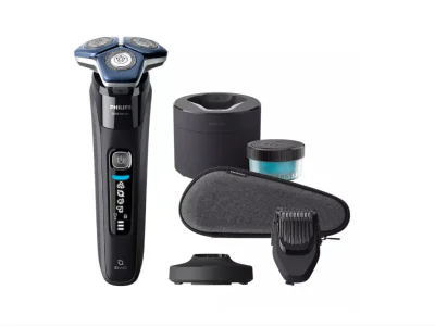 Aparat de ras electric Philips Seria 7000 S7886/58, 5 W, Autonomie 60 minute, Umed si uscat, Lame SteelPrecision SkinIQ Negru