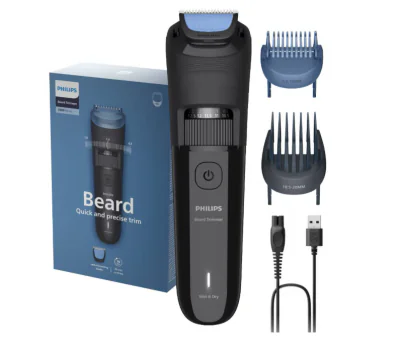 Aparat de tuns barba PHILIPS BT3620/15 cu lame cu autoascutire, 40 de setari de lungime, 2 piepteni ajustabili pentru barba (0,5-20 mm), autonomie 70 min