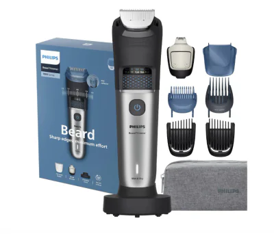 Aparat de tuns electric Philips BT7670/15 Seria 7000, 40 setari lungime, tehnologie BeardSense, 100% rezistent la apa, husa transport, Gri