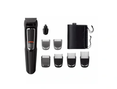 Aparat de tuns multifunctional PHILIPS 8 in 1 Multigroom Seria 3000 MG3730/15, Acumulator, 60 min autonomie, Negru, L x A x I (mm) 68x223x142