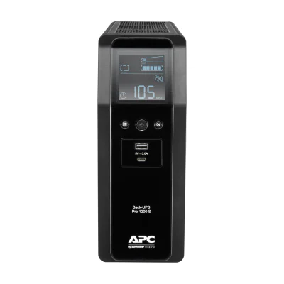 APC Back-UPS Pro, 1200VA/720W, Tower, 230V, 8x IEC C13 outlets, Sine Wave, AVR, USB Type A + C ports, LCD, User Replaceable Battery, Line-Interactive, 1.2 kVA, 720 W, Sine, C13 coupler, 8 AC outlet(s)