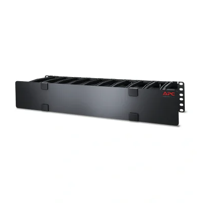APC NetShelter Cable Management, Horizontal Cable Manager, 2U, with Cable Tie, Single Side with Cover, 482 x 89 x 165 mm, Cable management panel, Black, 1.2 kg