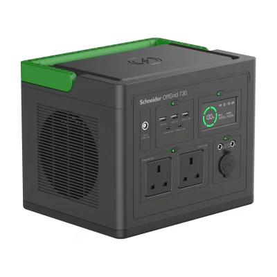 APC SE OffGrid Portable Power Station 730 - Li-Ion battery, LCD, 2x UK outlets, 3x USB-A, 2x USB-C, 3x 12V, wireless charger, AC, DC, 738 Wh, Power Delivery, Quick Charge 1.0, Pure sine, 200 W, 190 - 265 V