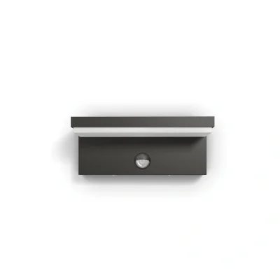 Aplica LED pentru exterior cu senzor de miscare Philips Bustan ,2x4.5W(70W), 1000 lm, lumina calda (2700K), dimabila, IP44, 78x220x92mm,Antracit