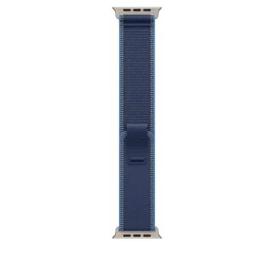 Apple Watch 49mm Loop:  Blue/Bright Blue Trail Loop - S/M - Natural Titanium Finish