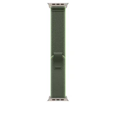 Apple Watch 49mm Loop:  Green/Neon Trail Loop - S/M - Natural Titanium Finish