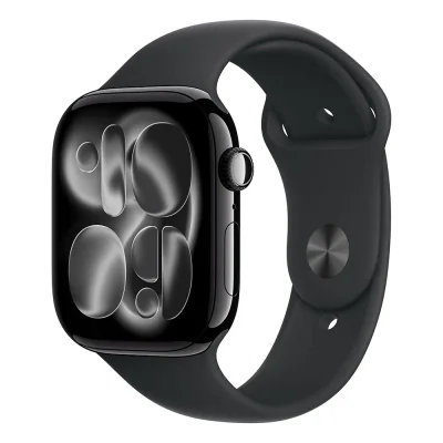 Apple Watch S11 Cellular 46mm Jet Black Aluminium Case with Black Sport Band - S/M