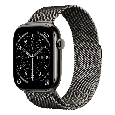 Apple Watch S11 Cellular 46mm Slate Titanium Case with Slate Milanese Loop - S/M
