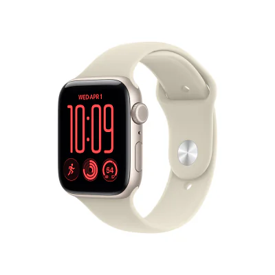 Apple Watch SE 3 GPS + Cellular 40 mm, carcasă Starlight Aluminium, brățară Sand Sport Band S/M