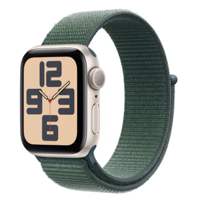 Apple Watch SE GPS 44mm Starlight Aluminium Case with Lake Green Sport Loop