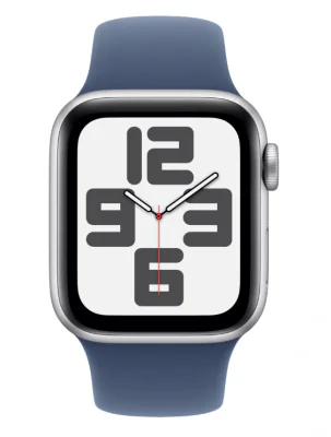 Apple Watch SE GPS + Cellular 44mm Silver Aluminium Case with Denim Sport Band - M/L