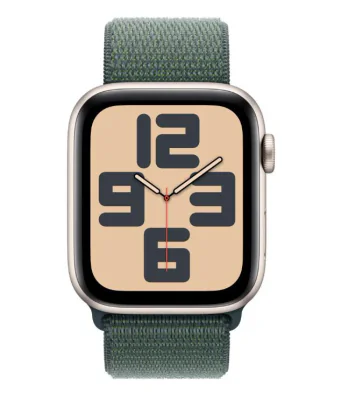 Apple Watch SE GPS + Cellular 44mm Starlight Aluminium Case with Lake Green Sport Loop