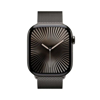 Apple Watch Series 10 Cellular 46mm Slate Titanium Case with Slate Milanese Loop - S/M
