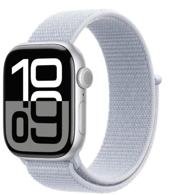 Apple Watch Series 10 GPS 46mm Silver Aluminium Case with Blue Cloud Sport Loop