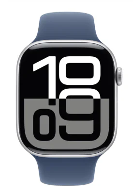 Apple Watch Series 10 GPS 46mm Silver Aluminium Case with Denim Sport Band - M/L