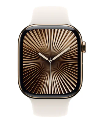Apple Watch Series 10 GPS + Cellular 46mm Gold Titanium Case with Starlight Sport Band - M/L