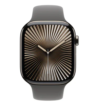 Apple Watch Series 10 GPS + Cellular 46mm Natural Titanium Case with Stone Grey Sport Band - M/L