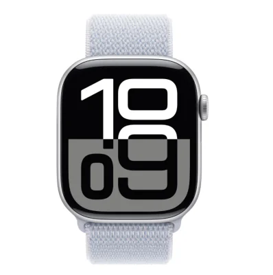 Apple Watch Series 10 GPS + Cellular 46mm Silver Aluminium Case with Blue Cloud Sport Loop
